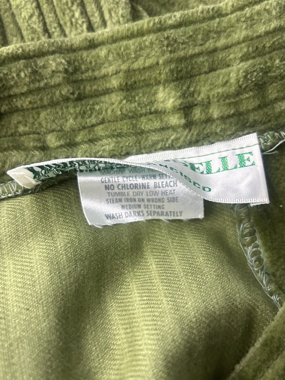 Vintage Mademoiselle of San Francisco Green Corduroy Wrap Midi Skirt Pockets 70s - Picture 7 of 7